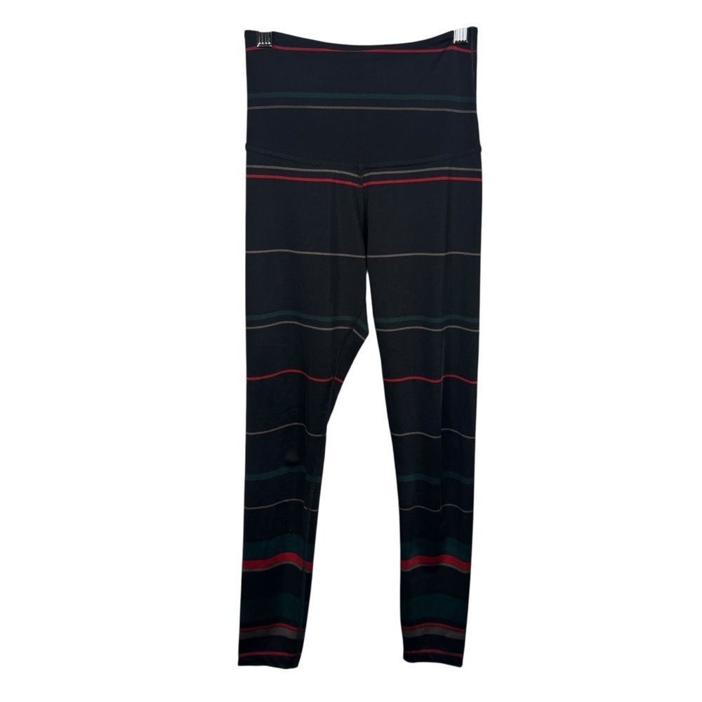 Beyond Yoga Striped Leggings, Black/Green/Red Multi Stripe, Size S